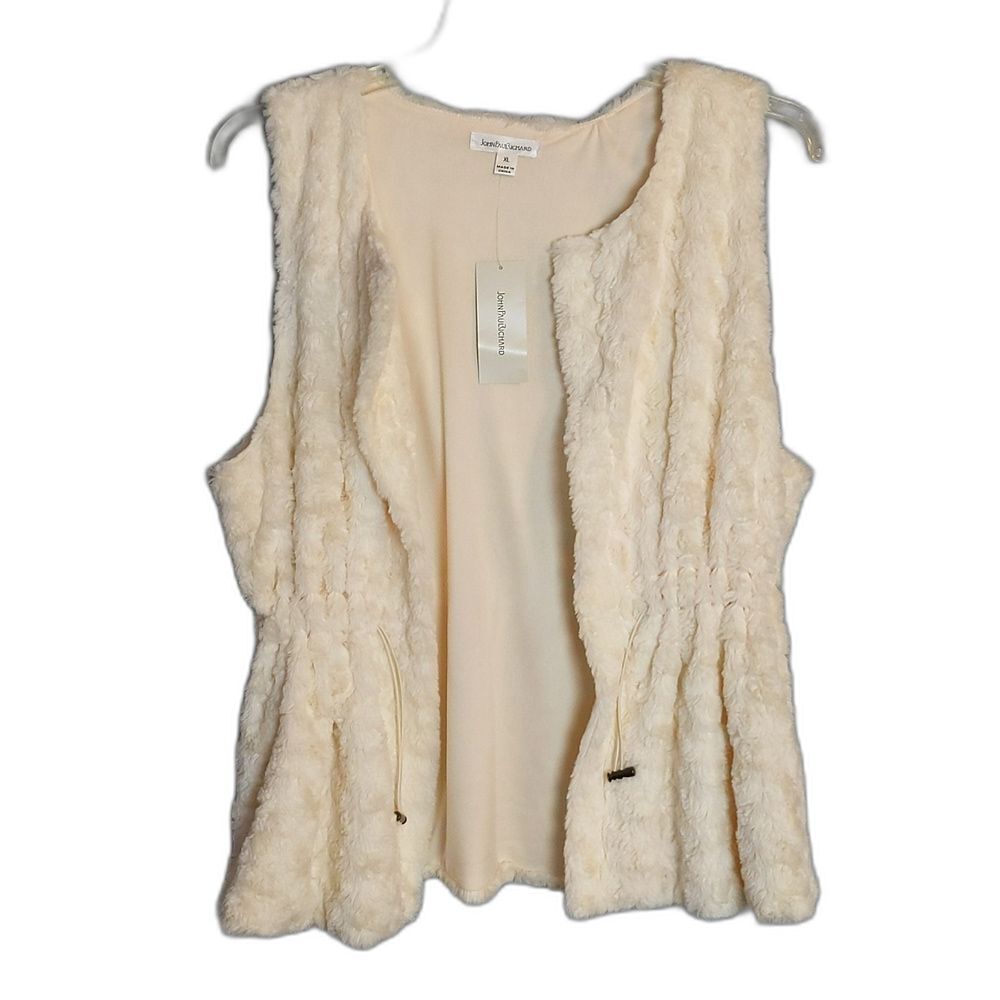 John Paul Richard Cream Faux Fur Vest Women's XL NWT